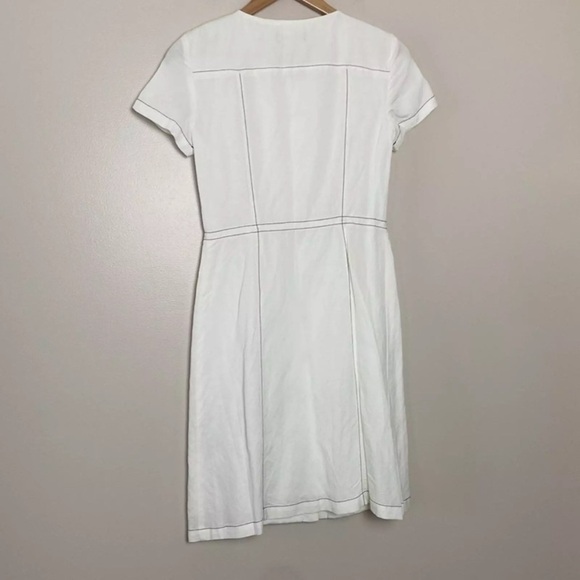 New KARL LAGERFELD PARIS Linen Blend Shirt Dress Snap Front Short Sleeve Size 2 - Picture 4 of 16